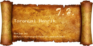 Toronyai Henrik névjegykártya